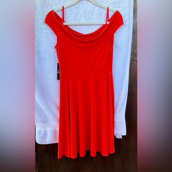 New York & Company Stretch S/L Orange Dinner Dress; NWT; M - Picture 5 of 14